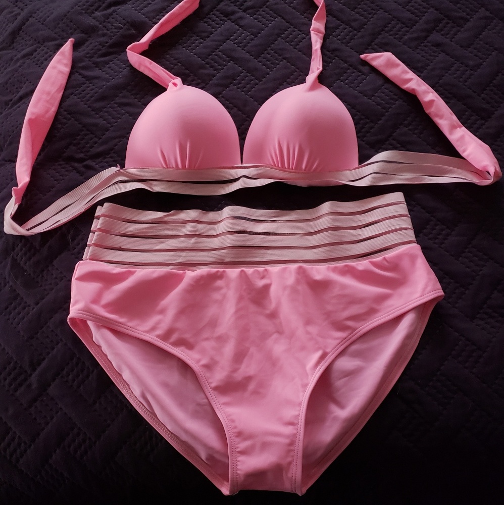 NWOT neon peach bikini size Medium